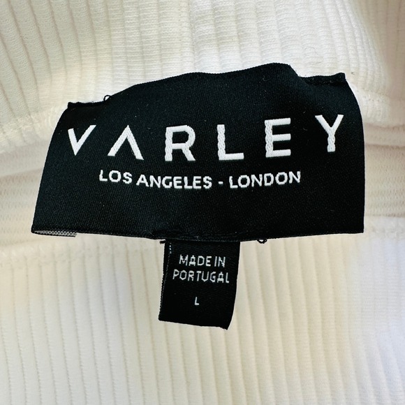 Varley LA London Sweater Womens L White Ribbed Funnel Neck Pullover Minimalist - Picture 4 of 11
